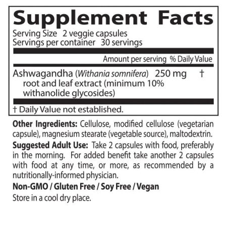Ashwagandha mit Sensoril®, 125 mg, 60 Kapseln - Vitalitaet 360
