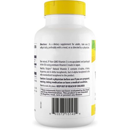 Natürliches Vitamin E 400 IU, 180 Weichkapseln - Vitalitaet 360