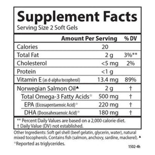 Norwegisches Lachsöl, 250mg, 180+50 Softgels - Vitalitaet 360