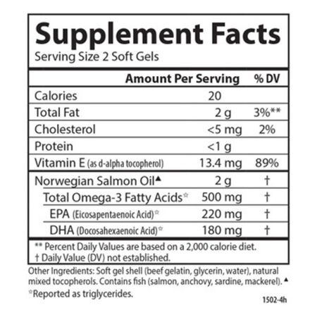 Norwegisches Lachsöl, 250mg, 180+50 Softgels - Vitalitaet 360