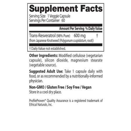 Trans - Resveratrol, 600mg, 60 Veg. - Kapseln - Vitalitaet 360