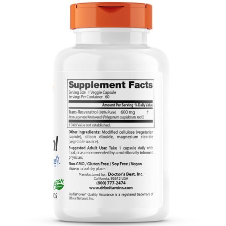 Trans - Resveratrol, 600mg, 60 Veg. - Kapseln - Vitalitaet 360