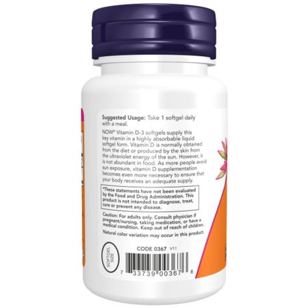 Vitamin D3, Depot, 2000 IE, 120 Weichkapseln - Vitalitaet 360